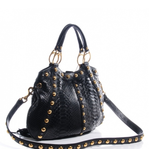 Authentic Gucci Python, Babouska Hobo Fringe, Studded bag. - Picture 2 of 9